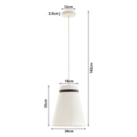 Lampada a Sospensione Broughton con Paralume a Cono Plissettato Ø30 cm Tessuto Bianco lux.pro