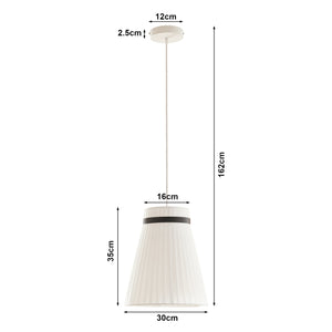 Lampada a Sospensione Broughton con Paralume a Cono Plissettato Ø30 cm Tessuto Bianco lux.pro