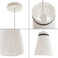Lampada a Sospensione Broughton con Paralume a Cono Plissettato Ø30 cm Tessuto Bianco lux.pro