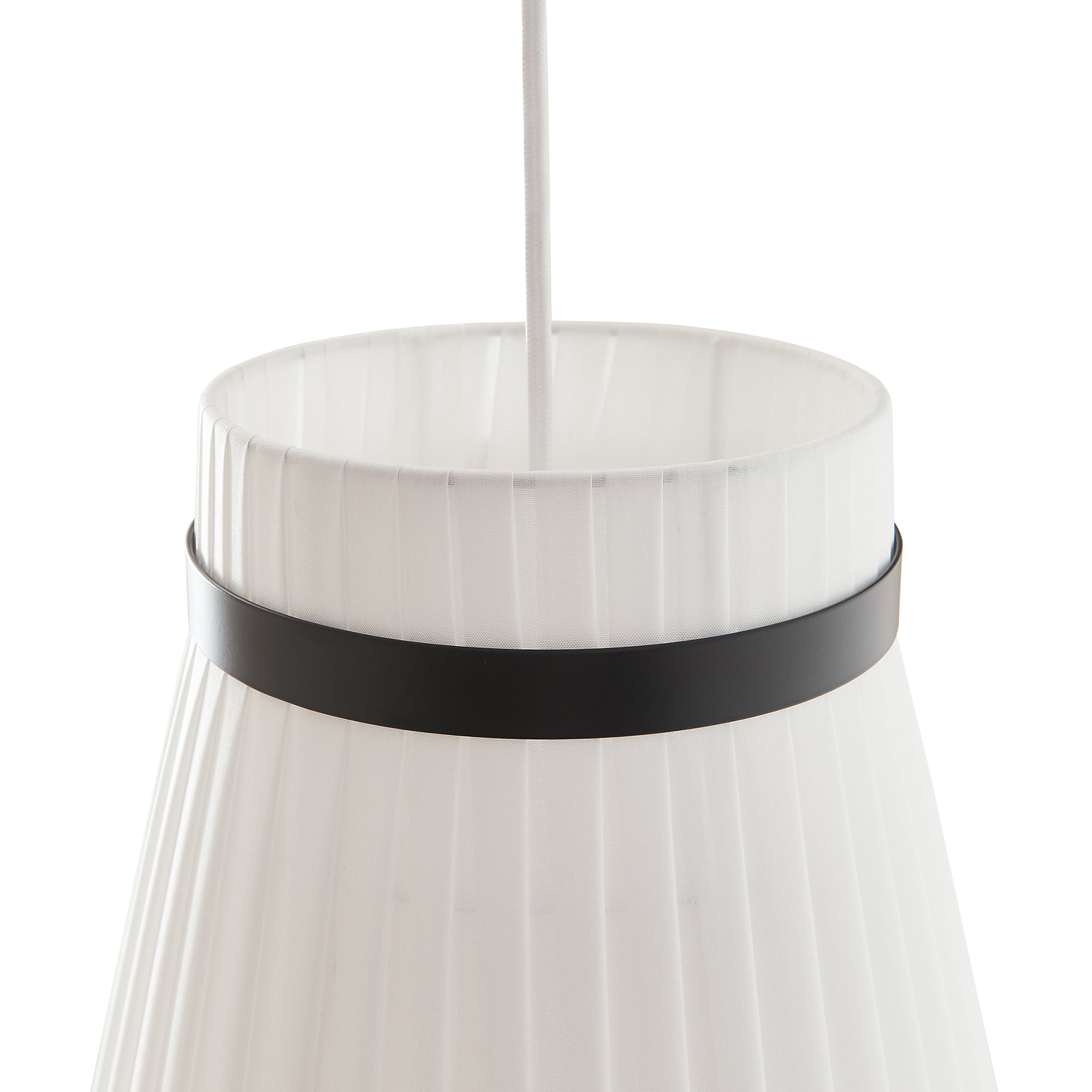 Lampada a Sospensione Broughton con Paralume a Cono Plissettato Ø30 cm Tessuto Bianco lux.pro