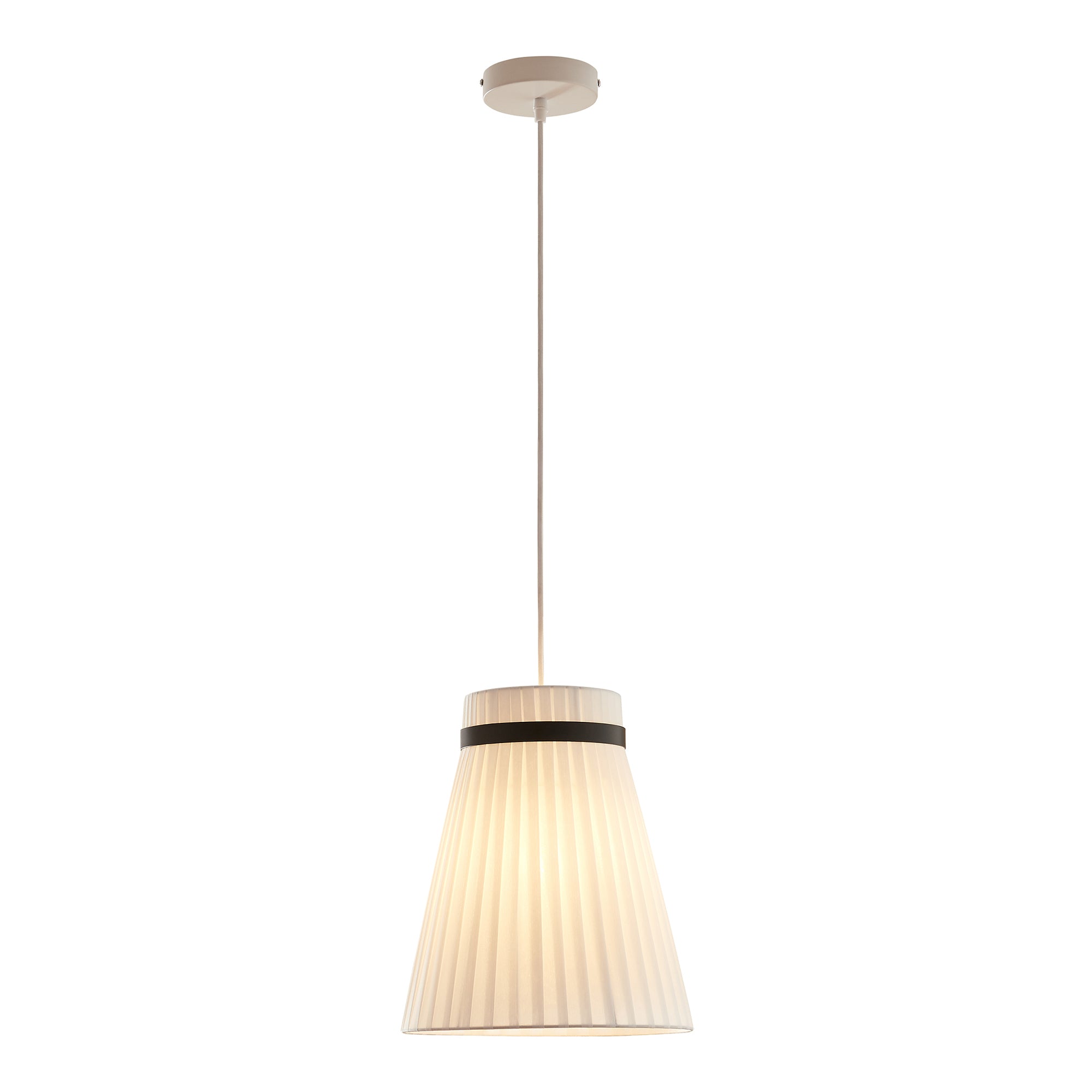 Lampada a Sospensione Broughton con Paralume a Cono Plissettato Ø30 cm Tessuto Bianco lux.pro