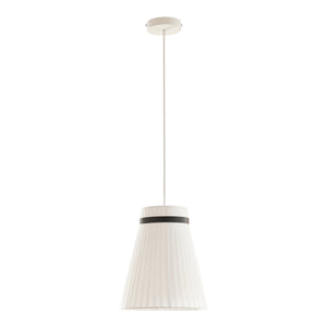 Lampada a Sospensione Broughton con Paralume a Cono Plissettato Ø30 cm Tessuto Bianco lux.pro