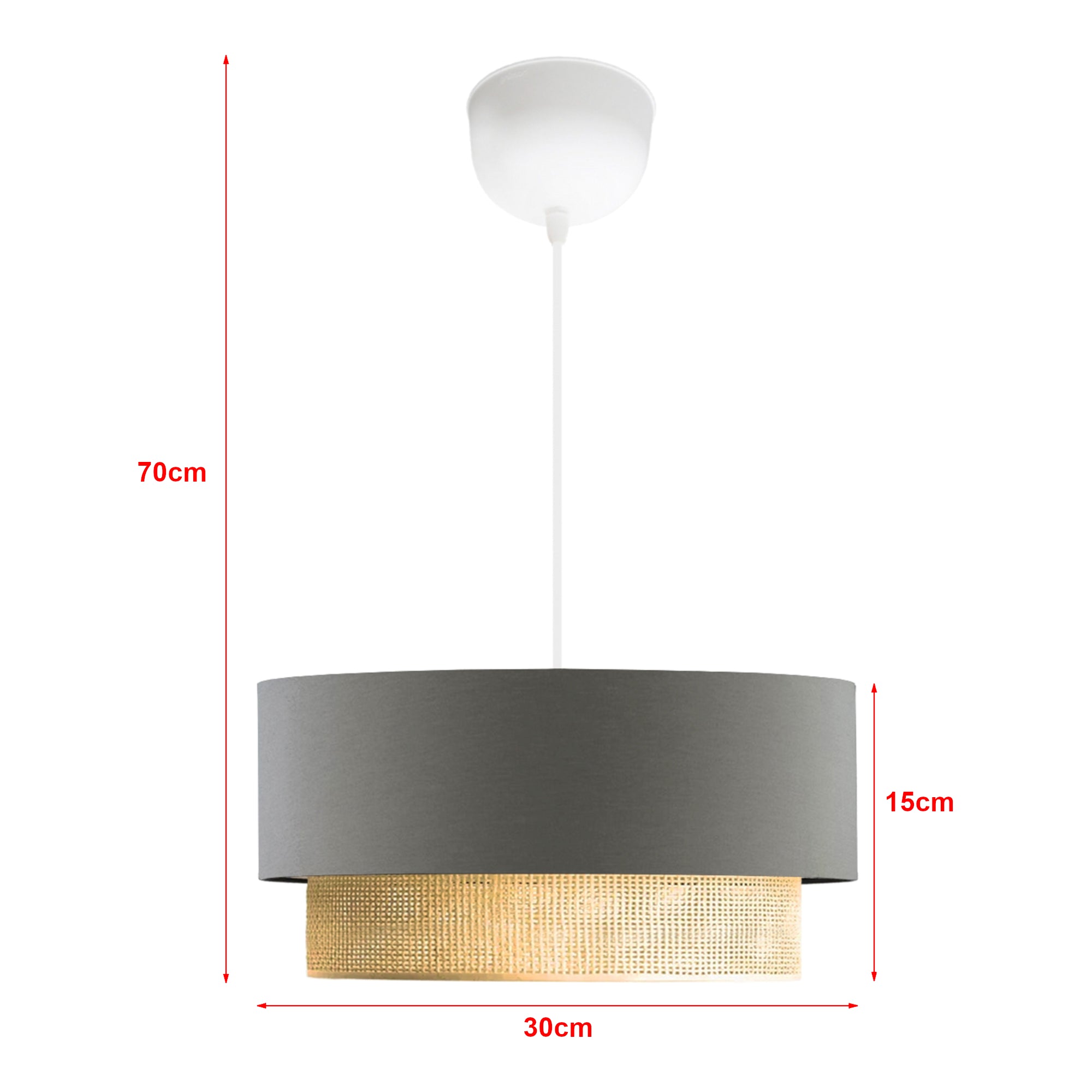 Lampada a Sospensione 'Loughborough' Lampada da Soffitto con Paralume a Doppio Cilindro Lampadario con Abat-jour in