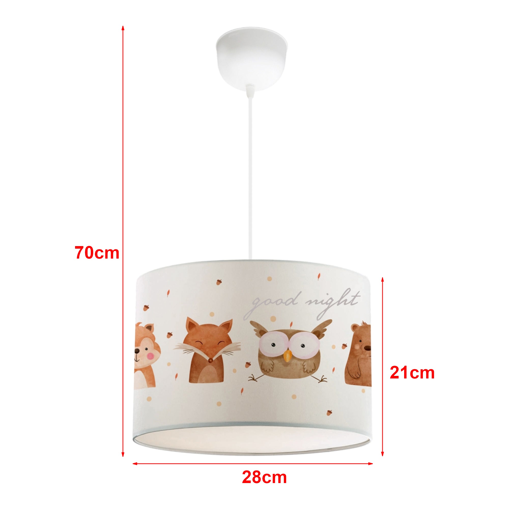 Lampada a Sospensione Rugby per Cameretta Paralume Bianco Design Animali della Foresta lux.pro