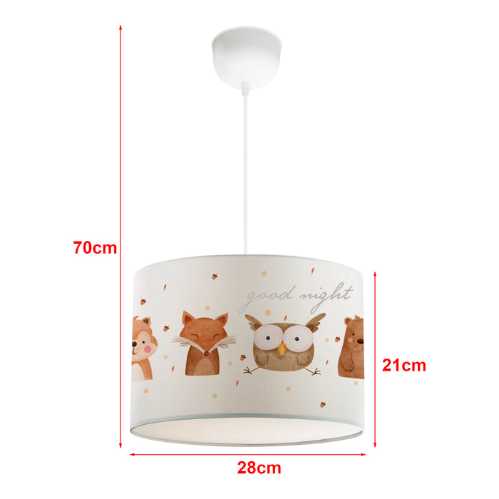 Lampada a Sospensione Rugby per Cameretta Paralume Bianco Design Animali della Foresta lux.pro