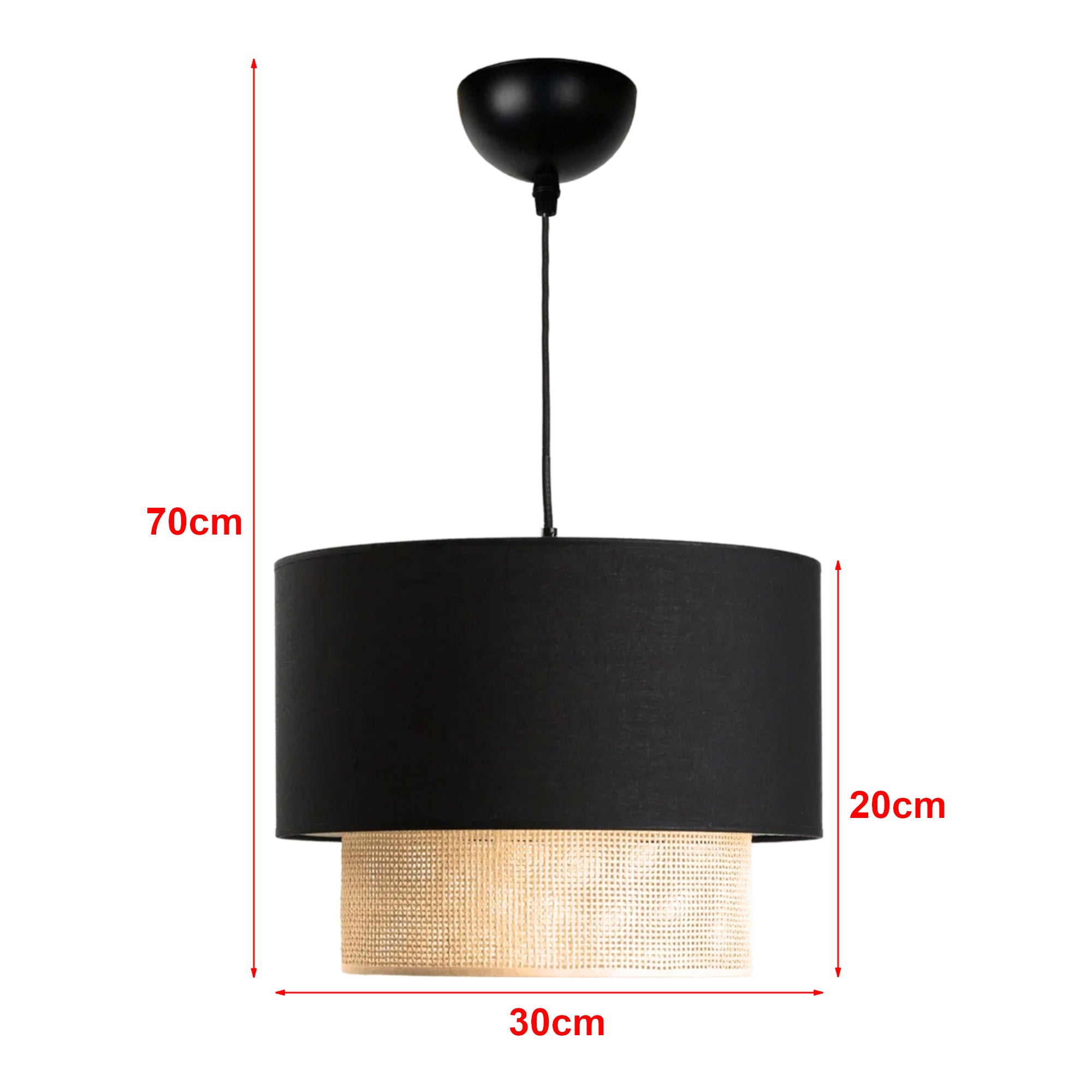 Lampada a Sospensione 'Loughborough' Lampada da Soffitto con Paralume a Doppio Cilindro Lampadario con Abat-jour in