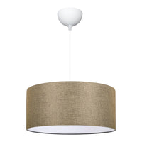 Lampada a Sospensione Lampada da Soffitto con Paralume Cilindrico Lampada Pendente con Abat-Jour in Tessuto - Beige