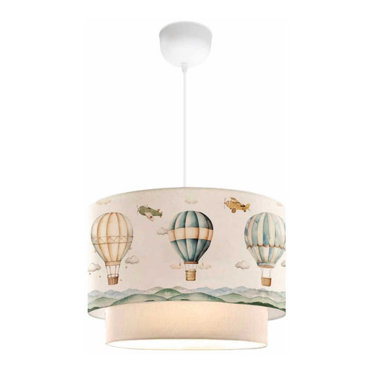 Lampada a Sospensione Lurgan per Cameretta Decorato con Mongolfiere - Bianco lux.pro