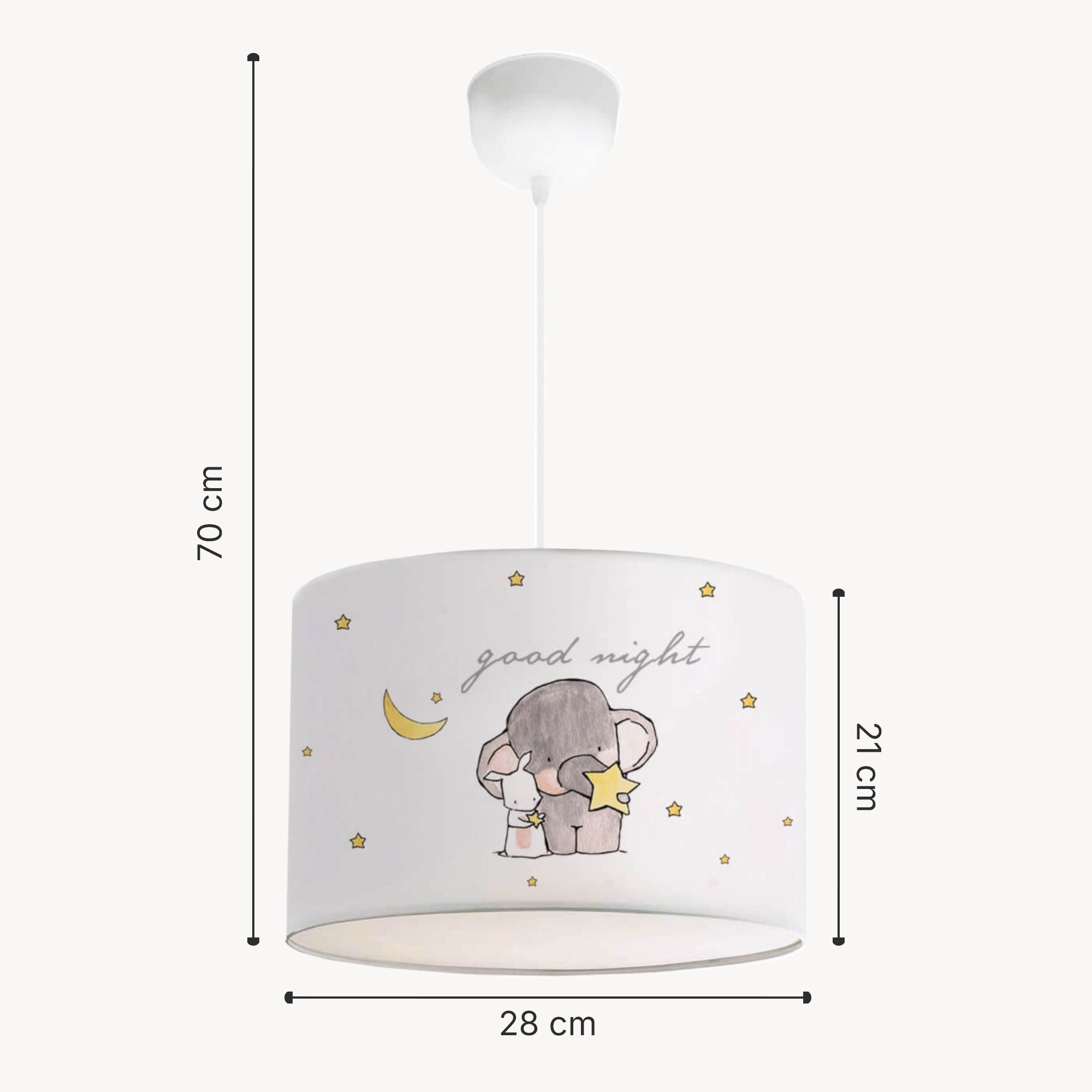 Lampada a Sospensione Rugby per Cameretta Paralume Bianco Design Elefante lux.pro