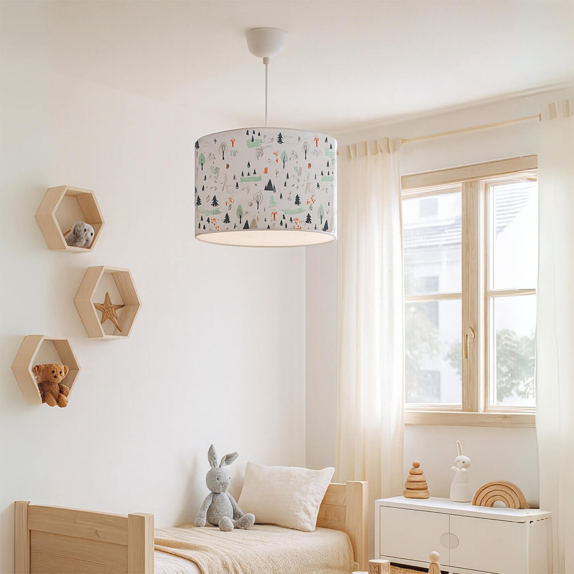 Lampada a Sospensione Rugby per Cameretta Paralume Bianco Design Alberi lux.pro