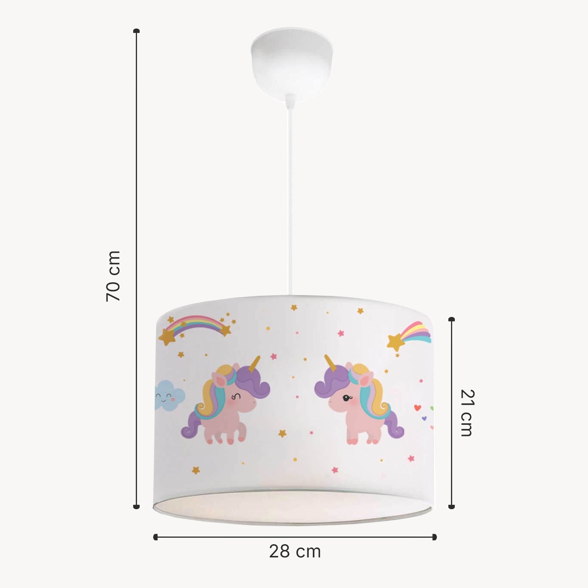Lampada a Sospensione Rugby per Cameretta Paralume Bianco Design Unicorno lux.pro