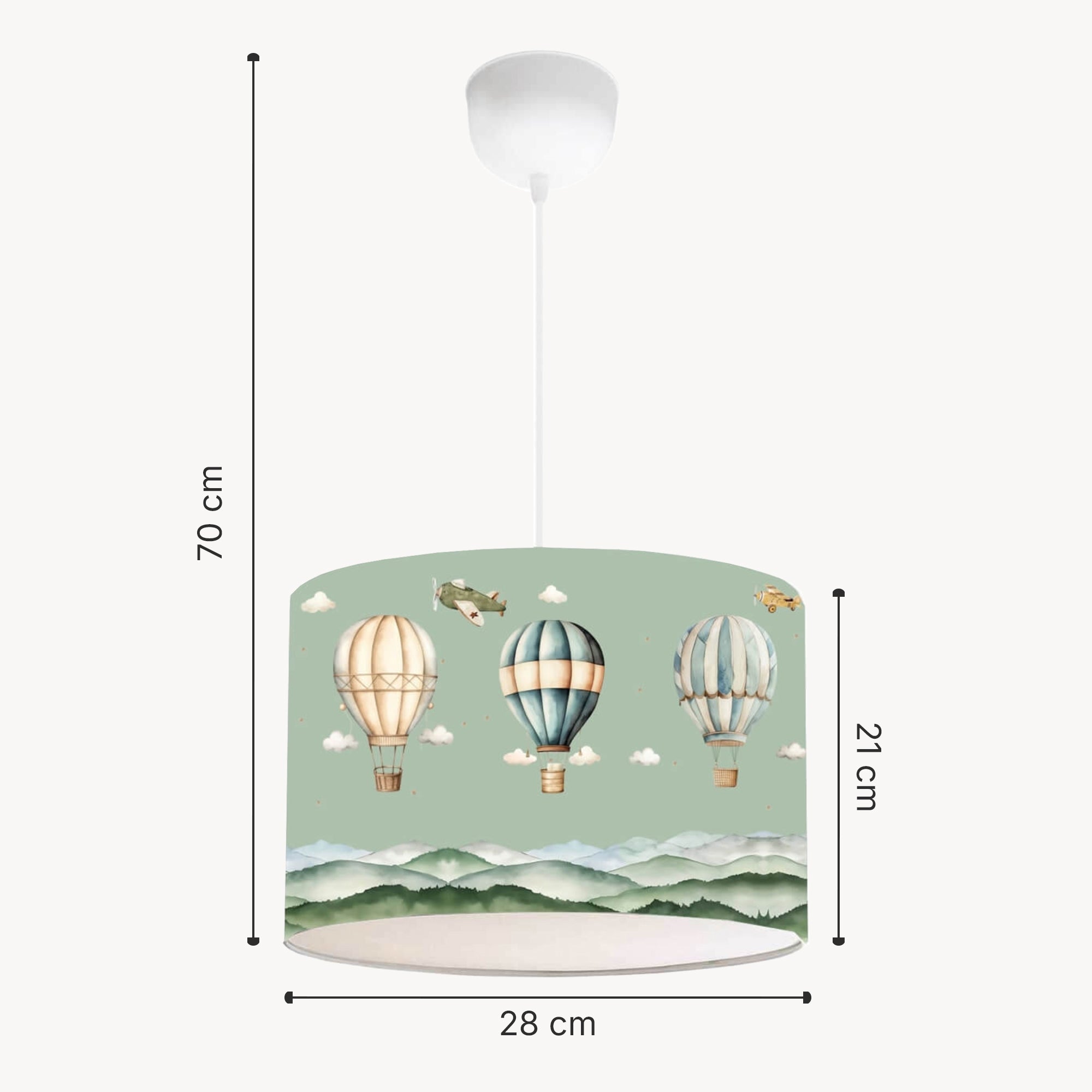 Lampada a Sospensione Rugby per Cameretta Paralume Verde Design Mongolfiere lux.pro