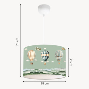 Lampada a Sospensione Rugby per Cameretta Paralume Verde Design Mongolfiere lux.pro
