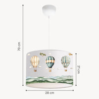 Lampada a Sospensione Rugby per Cameretta Paralume Bianco Design Mongolfiere lux.pro