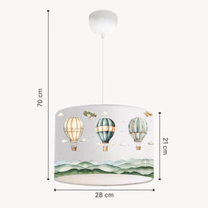 Lampada a Sospensione Rugby per Cameretta Paralume Bianco Design Mongolfiere lux.pro