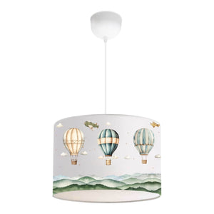 Lampada a Sospensione Rugby per Cameretta Paralume Bianco Design Mongolfiere lux.pro