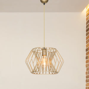 Lampada a Sospensione 'Bournemouth' con Paralume a Rete in Metallo Stile Industriale - Bronzeo [lux.pro]