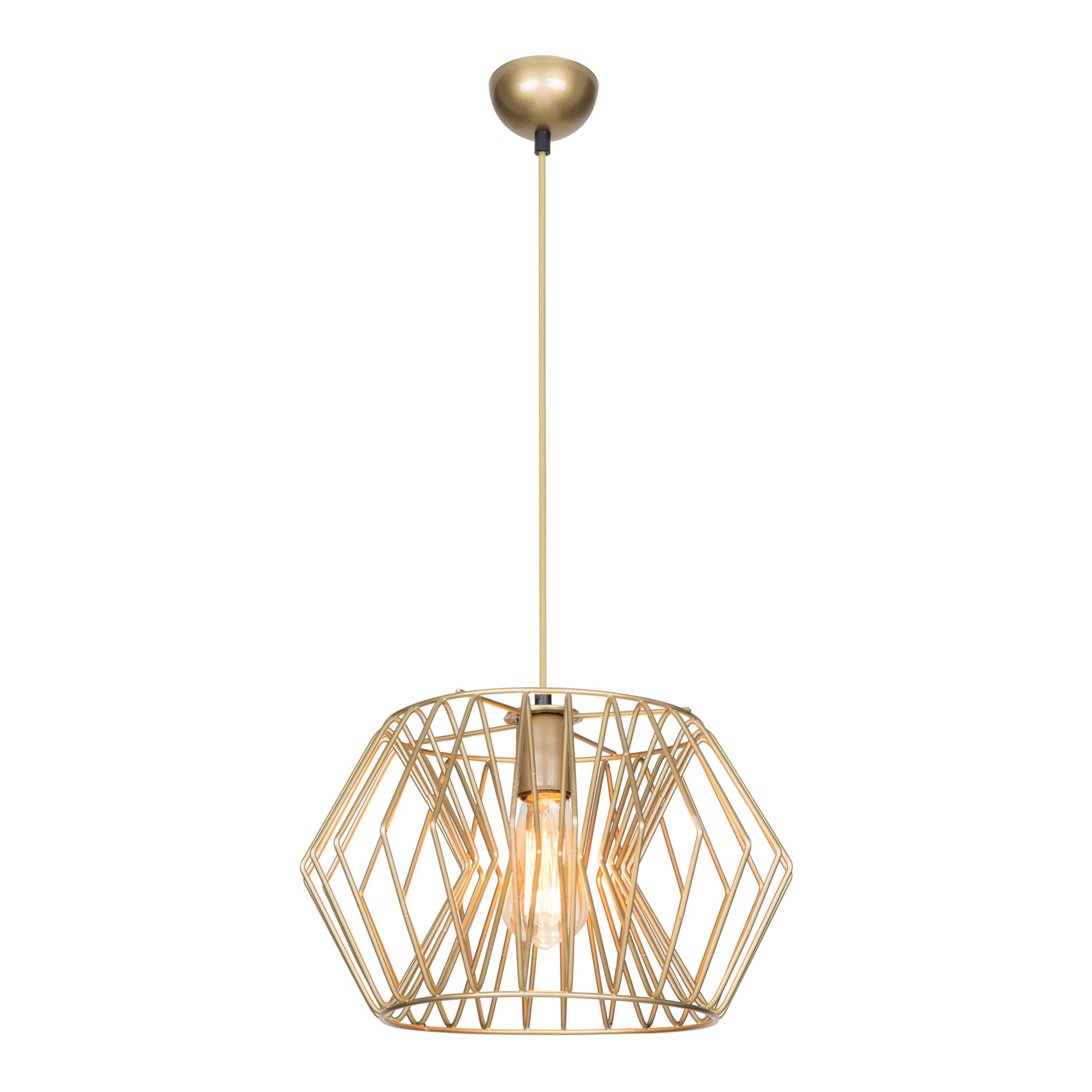 Lampada a Sospensione 'Bournemouth' con Paralume a Rete in Metallo Stile Industriale - Bronzeo [lux.pro]