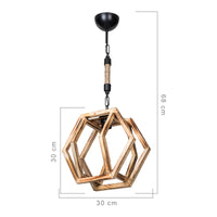 Lampada a Sospensione 'Cheltenham' con Paralume a Gabbia Poligonale in Legno - Naturale [lux.pro]