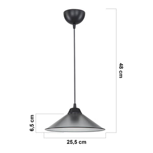 Lampada a Sospensione 'Hereford' con Paralume a Cono - Nero/Grigio [lux.pro]