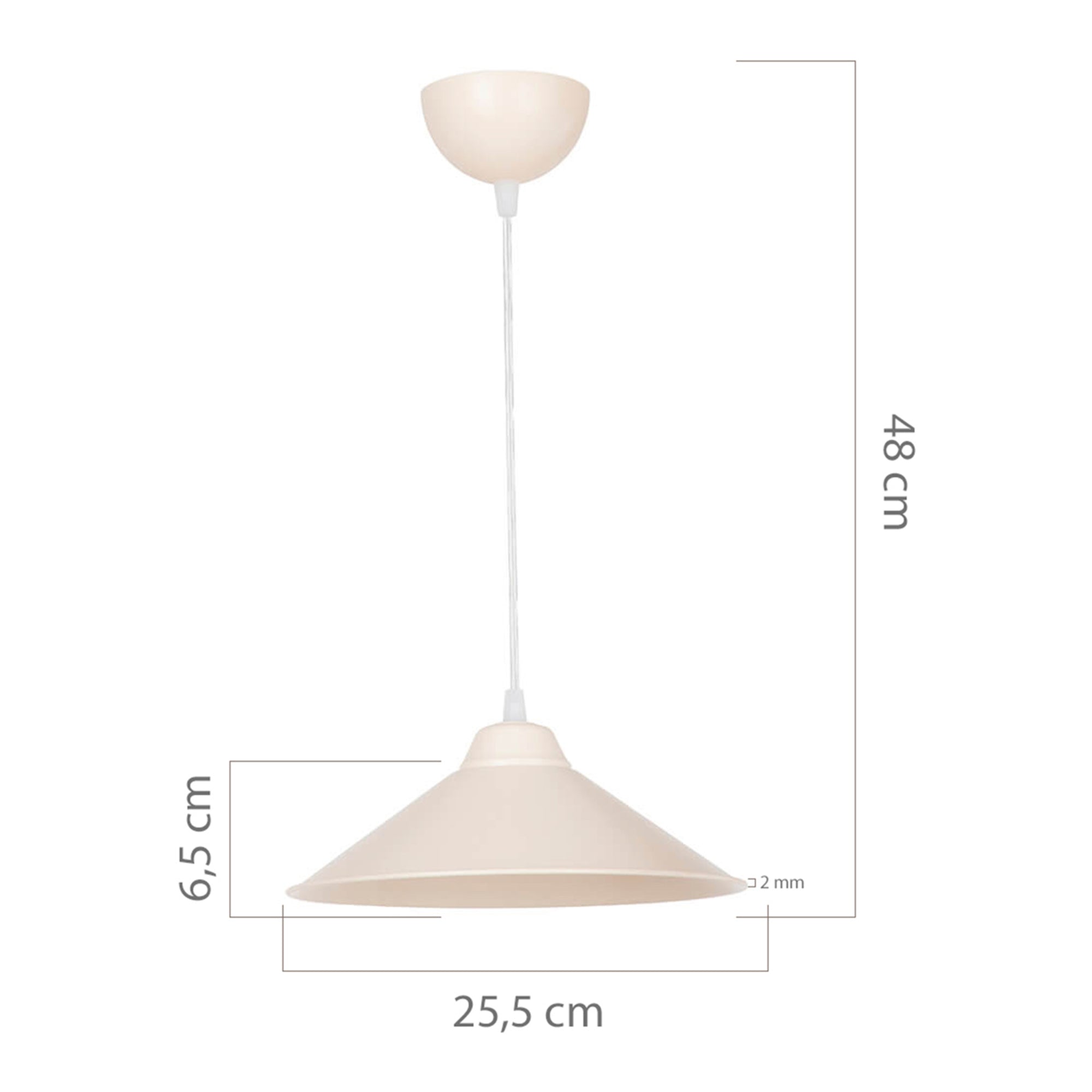Lampada a Sospensione 'Hereford' con Paralume a Cono - Bianco/Crema [lux.pro]