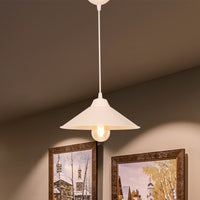 Lampada a Sospensione 'Hereford' con Paralume a Cono - Bianco/Crema [lux.pro]