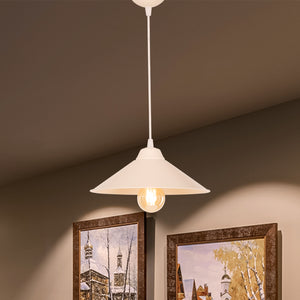 Lampada a Sospensione 'Hereford' con Paralume a Cono - Bianco/Crema [lux.pro]