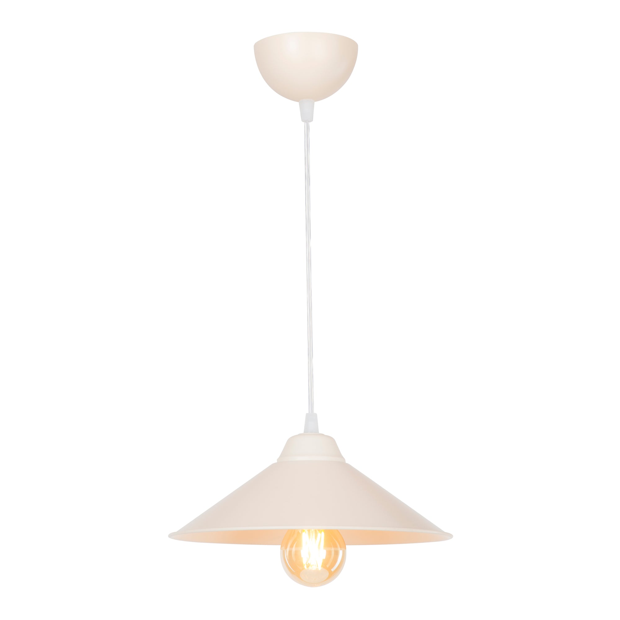 Lampada a Sospensione 'Hereford' con Paralume a Cono - Bianco/Crema [lux.pro]