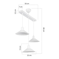 Lampada a Sospensione 'Darlington' con 3 Fonti di Luce - Paralumi a Cono - Bianco [lux.pro]