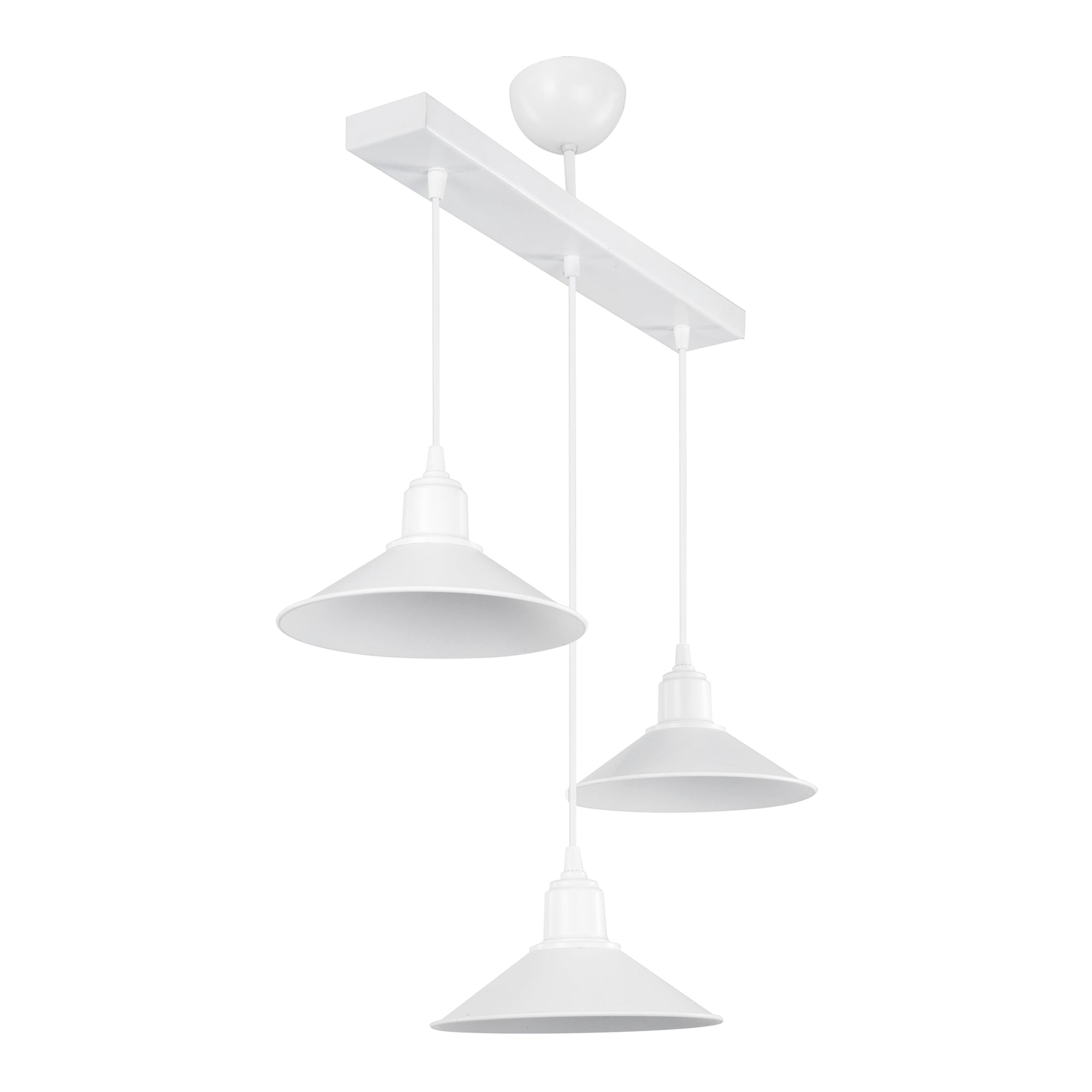 Lampada a Sospensione 'Darlington' con 3 Fonti di Luce - Paralumi a Cono - Bianco [lux.pro]