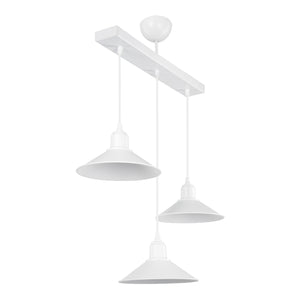 Lampada a Sospensione 'Darlington' con 3 Fonti di Luce - Paralumi a Cono - Bianco [lux.pro]