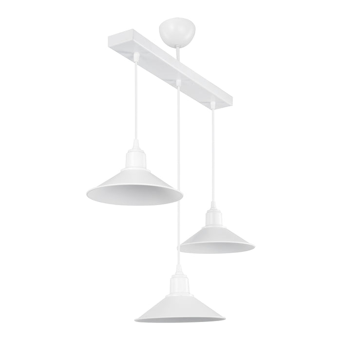 Lampada a Sospensione 'Darlington' con 3 Fonti di Luce - Paralumi a Cono - Bianco [lux.pro]