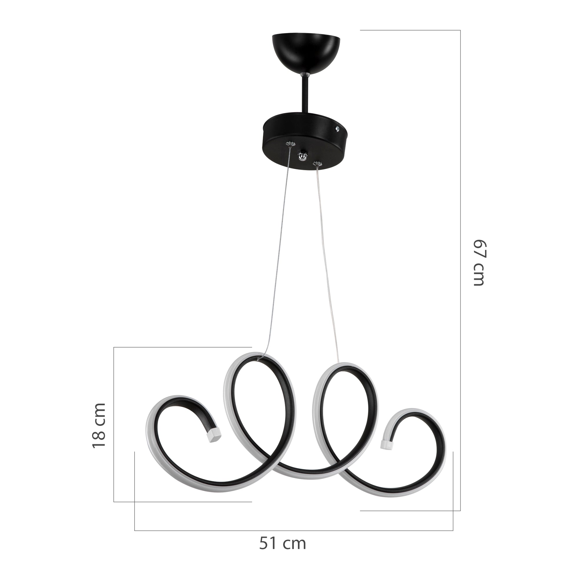 Lampada a Sospensione 'Durham' con Illuminazione a 206 Luci LED - Lampadario a Spirale  - Nero/Bianco [lux.pro]