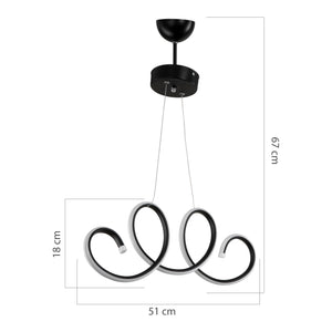 Lampada a Sospensione 'Durham' con Illuminazione a 206 Luci LED - Lampadario a Spirale  - Nero/Bianco [lux.pro]