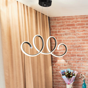 Lampada a Sospensione 'Durham' con Illuminazione a 206 Luci LED - Lampadario a Spirale  - Nero/Bianco [lux.pro]