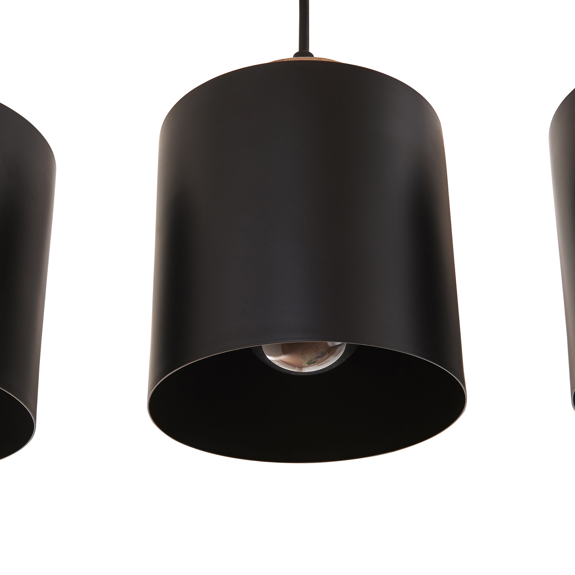 Lampada a Sospensione Posdand con 5 Paralumi in Metallo - color Legno / Nero lux.pro