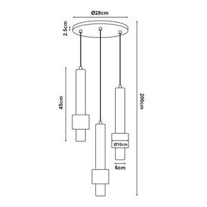 Lampada a Sospensione Lulled in Metallo con 3 Paralumi - Argento / Oro lux.pro