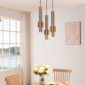 Lampada a Sospensione Lulled in Metallo con 3 Paralumi - Argento / Oro lux.pro