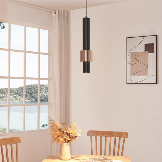 Lampada a Sospensione Lulled in Metallo con 1 Paralume - Nero / Argento lux.pro