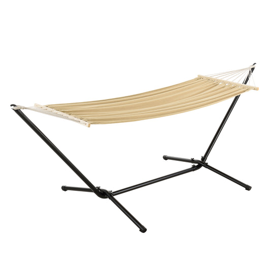 Amaca con Supporto in Acciaio con Telo 200 x 100 cm - Beige [en.casa]