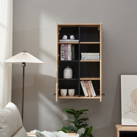 Mobile Pensile Noppen a Parete con 2 Ante e Finestrella 98 x 60 x 35 cm - Effetto Rovere [en.casa]