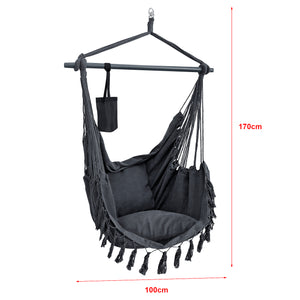 Sedia Amaca Aranga con Cuscini Portabottiglia e Borsa di Trasporto - Grigio scuro [en.casa]