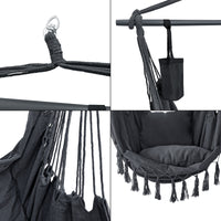 Sedia Amaca Aranga con Cuscini Portabottiglia e Borsa di Trasporto - Grigio scuro [en.casa]