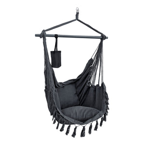 Sedia Amaca Aranga con Cuscini Portabottiglia e Borsa di Trasporto - Grigio scuro [en.casa]