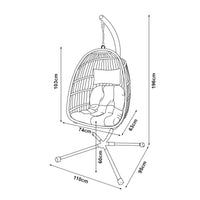 Poltrona Uovo Sospesa Edeng con Cuscini e Supporto in Acciaio - Grigio [en.casa]