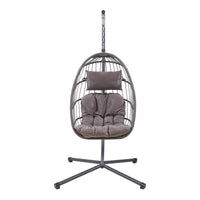 Poltrona Uovo Sospesa Edeng con Cuscini e Supporto in Acciaio - Grigio [en.casa]