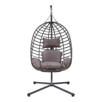 Poltrona Uovo Sospesa Kandsvas Supporto in Acciaio e Cuscini Inclusi - Grigio [en.casa]