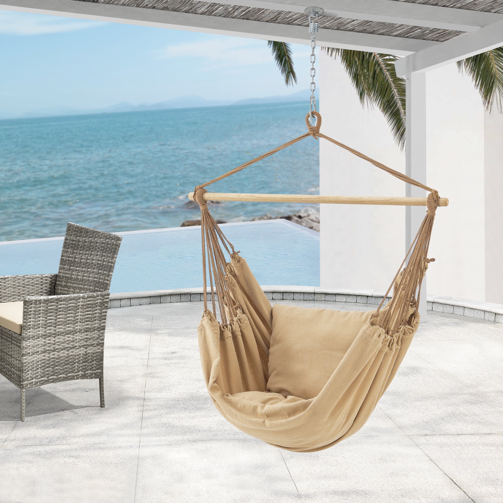 Amaca da Seduta 'Peralvillo' con 2 Cuscini e Borsa di Trasporto - Beige [en.casa]