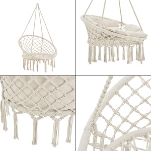 Poltrona Sospesa con Cuscini Altezza Completa di Sostegno 135 cm Altalena Relax Poltrona Appendibile per Interno /