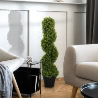 Pianta Finta di Eucalipto a Spirale con Vaso Incluso per Interno ed Esterno, Altezza 90 cm, Verde